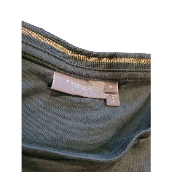 Fransa T Shirt Women's Medium Green Frsia French Floral Graphic Cotton - Picture 4 of 6